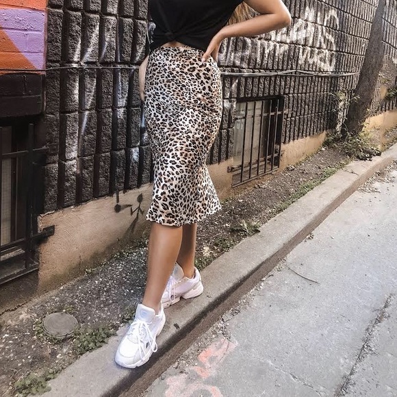 Vici Leopard Satin Slip Skirt - Picture 1 of 5